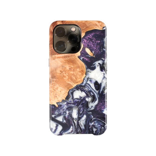 [487704] iPhone 13 Pro Wood+Resin Live Edge Phone Case-Manuela (Purple)