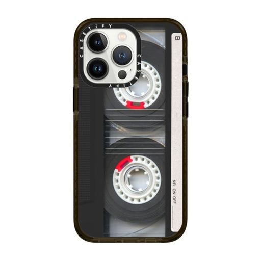 [CTF-2410292-16003616] Casetify Impact Case-Magsafe for iPhone 13 Pro (Retro Black Cassette Tape)
