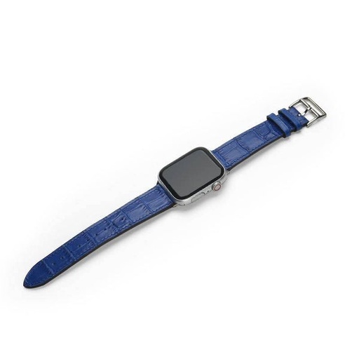 [BY9003-BL] Affluent Leather Apple Watch Band 42/44/45mm (Croco Blue)