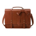 Ecosusi Women's Faux Leather Bow Briefcase (Brown)